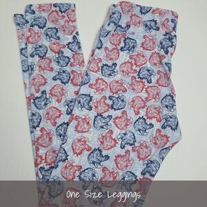 LuLaRoe OS Leggings One Size Americana Eagles Red Blue NEW